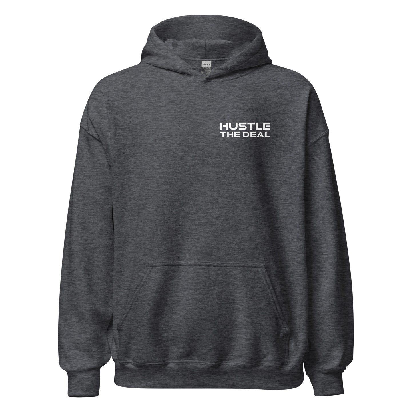 Dark Heather Hustle The Deal logo hoodie with official chest logo