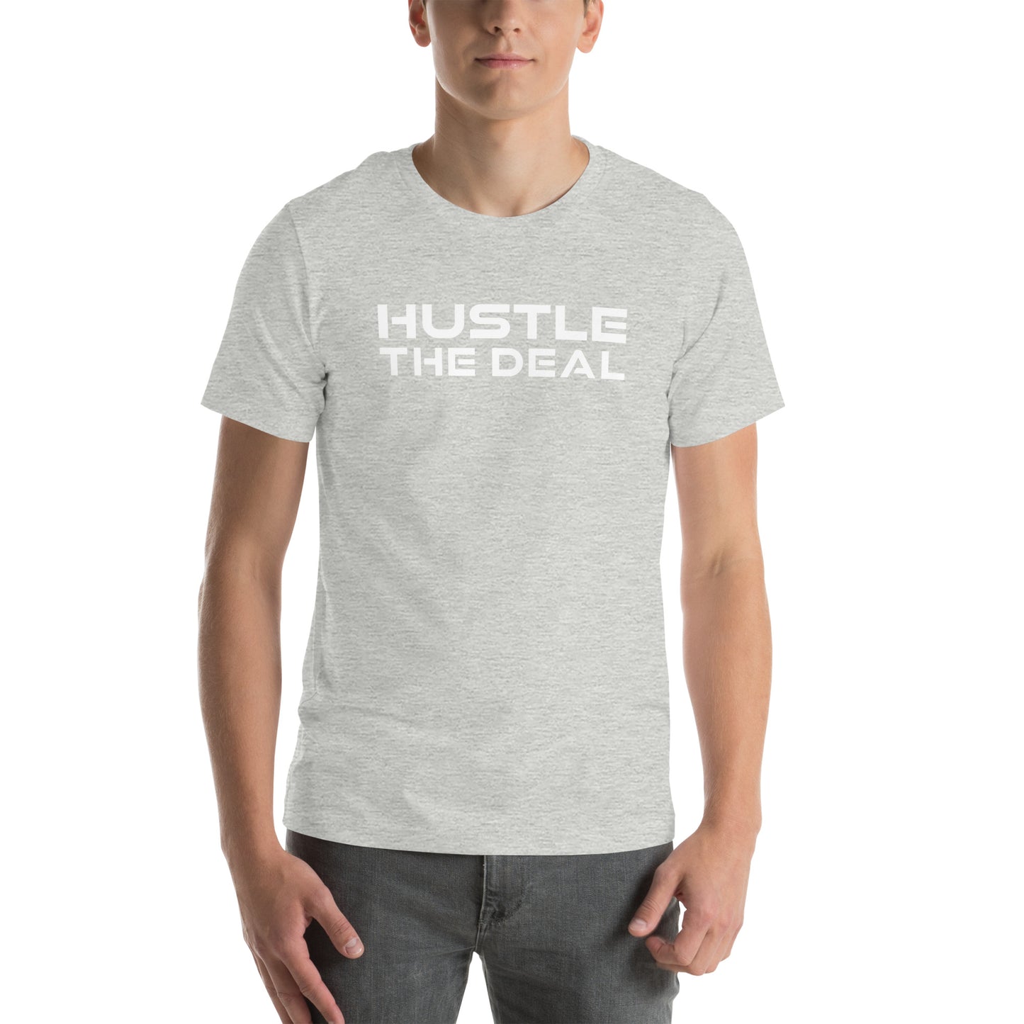 Light Grey Heather Signature Hustle The Deal T-Shirt with bold logo graphic