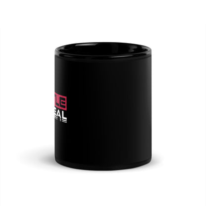 Black ceramic Red Hustle Coffee Mug with red and white Hustle The Deal design