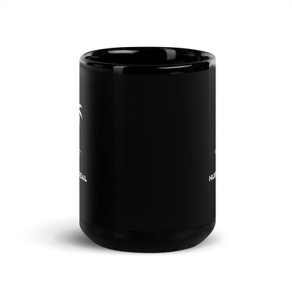 Hustle The Deal Hustle in Paradise black glossy coffee mug with tropical island design