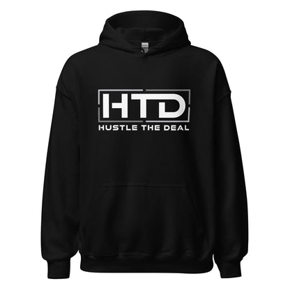 Black HTD Signature Hoodie with bold Hustle The Deal logo graphic
