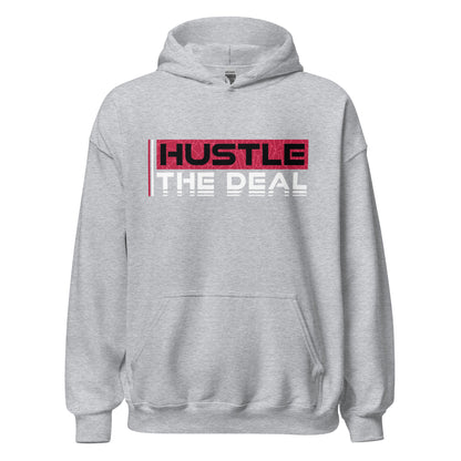 Light grey Signature Hustle The Deal hoodie with Hustle The Deal graphic design