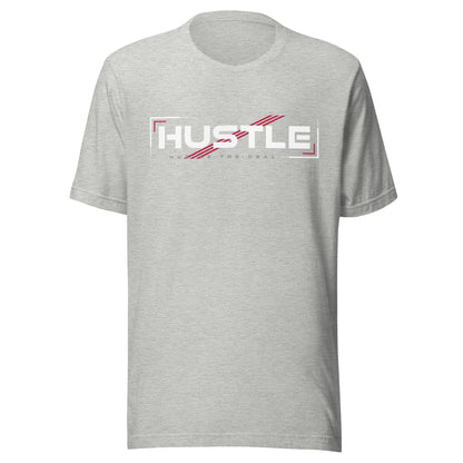 Grey Hustle graphic t-shirt with minimalist Hustle The Deal design