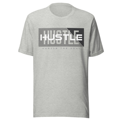 Light grey Shadow Hustle graphic t-shirt with layered HUSTLE shadow design