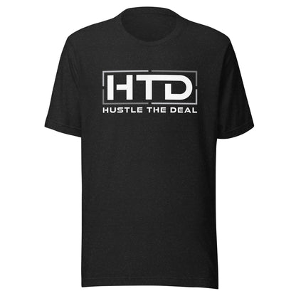 Black HTD Signature graphic t-shirt featuring Hustle The Deal logo