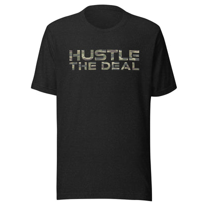 lack Heather Camouflage Hustle The Deal T-Shirt with camo logo graphic
