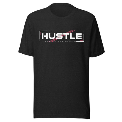 Black Hustle graphic t-shirt with minimalist Hustle The Deal design