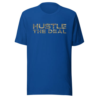 Navy Camouflage Hustle The Deal T-Shirt with camo logo graphic