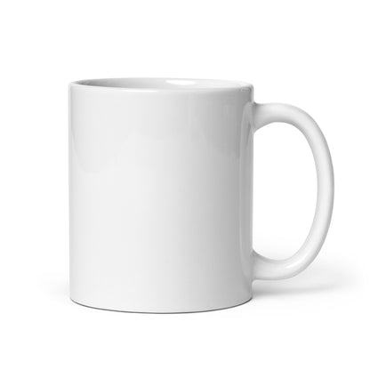 White ceramic coffee mug with Hustle The Deal money design